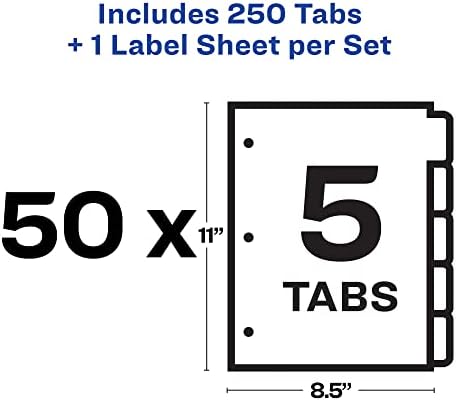 Avery Index Maker Clear Label Dividers, 5-Tab, White, 50 Sets