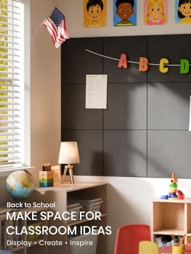 Bumusty 48"x 36" Large Felt Bulletin Board Tiles, Charcoal Gray
