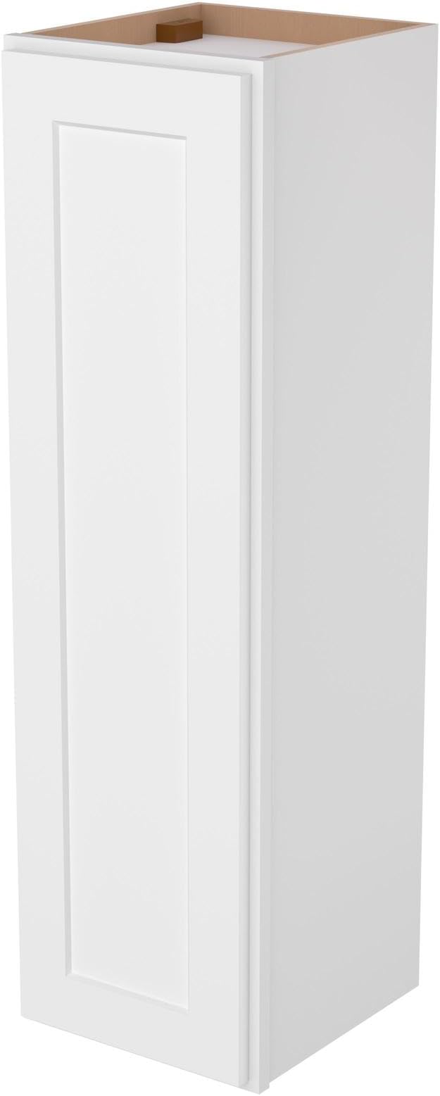 Furinno Shaker 4-Tier Wall Kitchen Cabinet, 1-Door, White | 12 D x 12 W x 42 H, Adjustable Hinges, Soft-Close Shaker-Style Door, Ready to Assemble, Plywood, for Pantry, Dining Room
