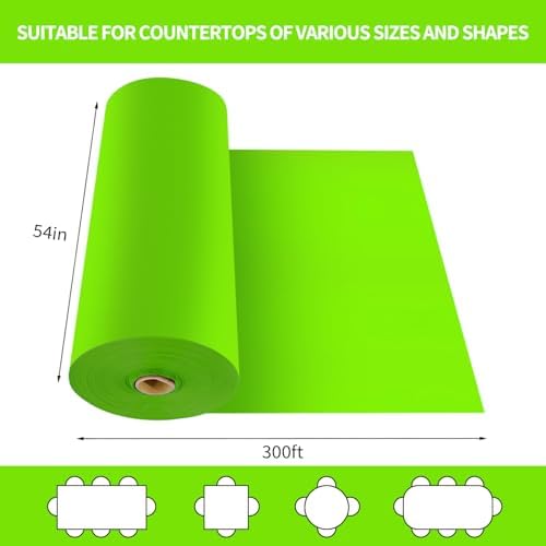 CXPSINC 54 Inch X 300 Feet Plastic Table Cover Roll Disposable Tablecloth with Slide Cutter for All Type/Shape Tables | Party, Banquet, Birthdays, Weddings(Lime Green, 300 Feet)