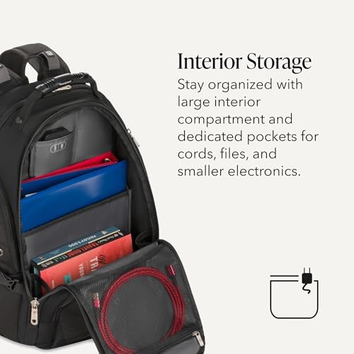 SWISSGEAR 1900 ScanSmart Laptop Backpack, Fits Most 17-Inch Laptops, TSA-Friendly Lay-Flat Design, RFID Protection, and Tablet Pocket, Black, 31L, 18.5-Inch