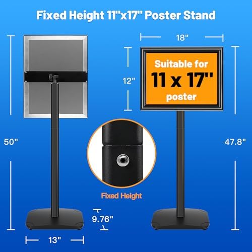 3-Pack Heavy Duty Pedestal Sign Holder Stand 11x17 Inch, Adjustable Floor Standing Sign Holder with Weighted Base, Vertical & Horizontal Menus Signage Stands for Outdoor Advertising, Posters, Black