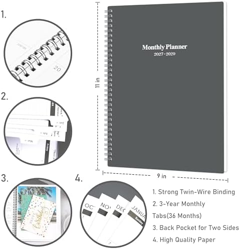 2027-2029 Monthly Planner/Calendar - Jan. 2027 - Dec. 2029, 3 Year Calendar