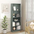 Furinno Jaya Book Shelf, 5-Tier Bookshelf, Bookcase with Adjustable Shelves, 9.5" x 24.5" x 71.2", for Organization and Storage, for Living Room, Bedroom, Home Office, Sage Green