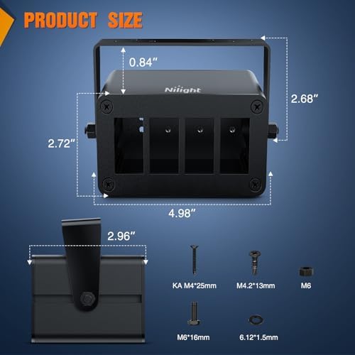 Nilight 4 Gang Rocker Switch Box Detachable Housing 4 Holes Aluminum Panel