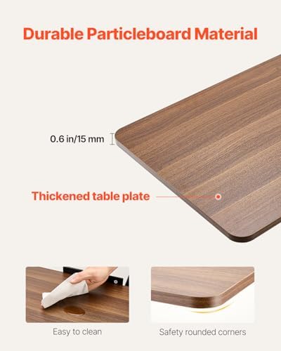VEVOR Overbed Table, Mobile Hospital Bed Table, Over Bed Table with Wheels Adjustable Height, Rolling Laptop Desk with Tilting Top & Cup Holder, Portable Over Bed Desk for Home, Office, Study, Wood