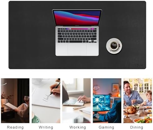 Mydours 36" x 16" XL Large Desk Mat - PU Leather Full Desk Mouse Pad, Black