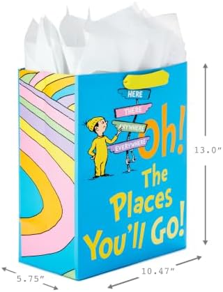 Hallmark Large Graduation Gift Bag with Card (Oh, the Places You'll Go!)