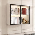 Wall Hanging Lateral Filing/Vertical Timber Wall Unit Transparent Glass Door Shelf Wall-Mounted Wood Bookcase Action Figure Model Storage Cabinet Display Case Warm White 24" L x 10" W x 26" H