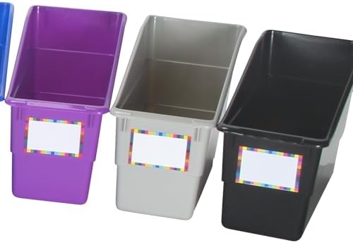 Really Good Stuff Rainbow Organizing Bins, Plastic Book Holders - 12-Pack