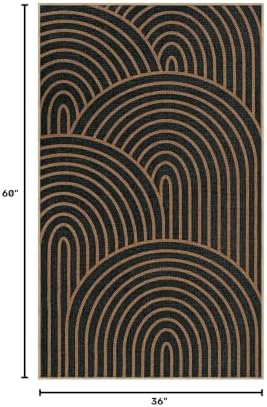 Lahome Modern Rainbow Easy Jute Front Porch Rug, 3x5 Washable Rug for Entry