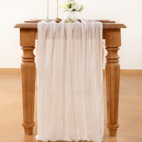 Ivory Cheesecloth Table Runner Fall Boho Wedding Birthday Home Decor