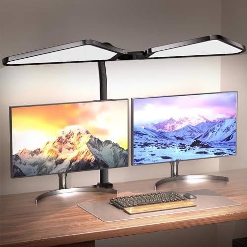 AILBTON Ultra-Large Gooseneck Desk Lamp with Clamp| Dual-Source Super Bright LED Study Light with Flexible Arms, 5 Brightness & 4 Color Modes for Home Office/Reading