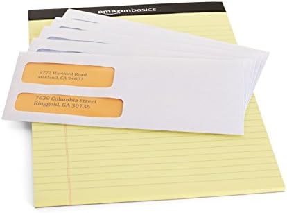 Amazon Basics #9 Double Window Security Gummed Business Envelopes for Invoices,500 Count, White