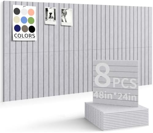 48" x 24" Cork Board Alternative, 8 Pack Felt Bulletin Board Tiles with 30 Adhesive Tabs Wall Push Pin Board for Office Classroom Bedroom Decor