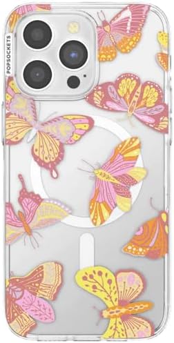 PopSockets iPhone 15 Pro Max Phone Case w/MagSafe- Sunset Mariposa | Magnetic, Wireless Charging, Camera & Drop Protection, Butterfly, Moth, Luna, Western, Boho, Aesthetic