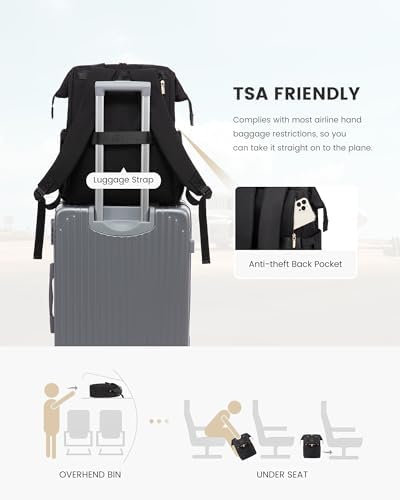 LOVEVOOK 17.3 Inch Laptop Backpack for Women, Large Capacity Travel Backpack with Organizer Bag, Waterproof Carry on Backpack Work Bag with USB Port, Teacher Nurse Backpack Purse, 2PCS, Black