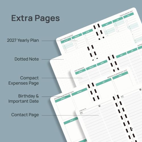 POPRUN 2027 Pocket Planner (Slim 3.5'' x 6.5'') Weekly and Monthly Calendar
