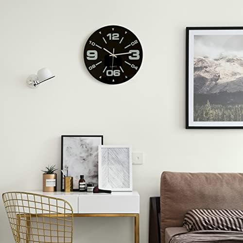 Clockswise Bulk Set of 10 PC 12" Black Decorative Unique Modern Round Glass Wall Clock, for Living Room, Kitchen, Dining or Bedroom,