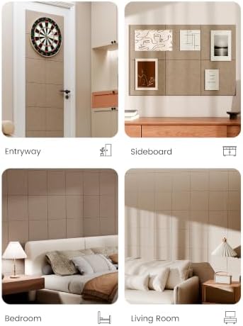 Bumusty 36"x 24" Large Felt Bulletin Board Tiles, Taupe