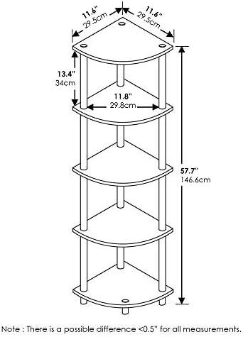 Furinno Shelves 3-Tier Industrial Style Bookcase, Display Shelf, 35 Wide, Oak