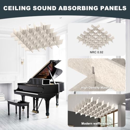 Acoustic Ceiling Panels Sound Absorbing Panels, Lattice Light Beige