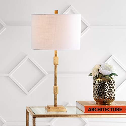 JONATHAN Y Windsor 29" Modern Geometric Column Metal Table Lamp, Gold Leaf