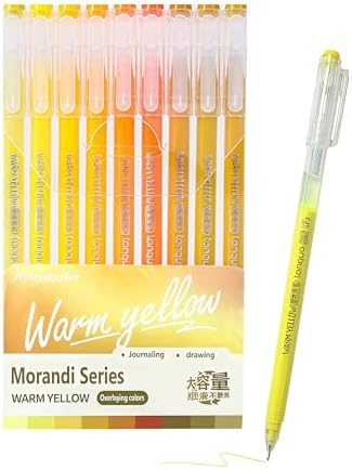 9 Colored Gel Pens Set, 0.6mm Fine Point for Black Paper & White Paper, Pens for Journaling, Adult Coloring Books, Bible, Drawing, Note Taking, Art & Journaling Supplies (Gentle Yellow)
