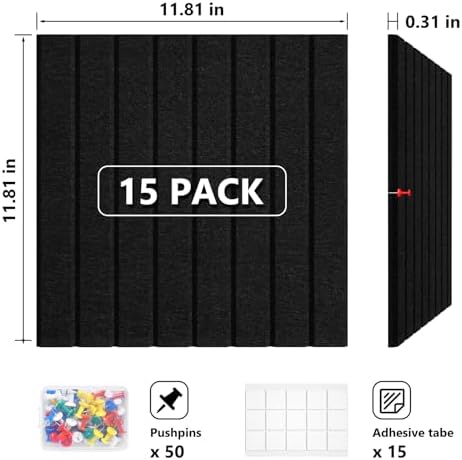 Enayplon Black Felt Board 59" x 36", Large Cork Board for Wall, Felt Wall Tiles 15 Pack, Bulletin Boards for Office, Home, Wall Decor, Pin Boards for Walls