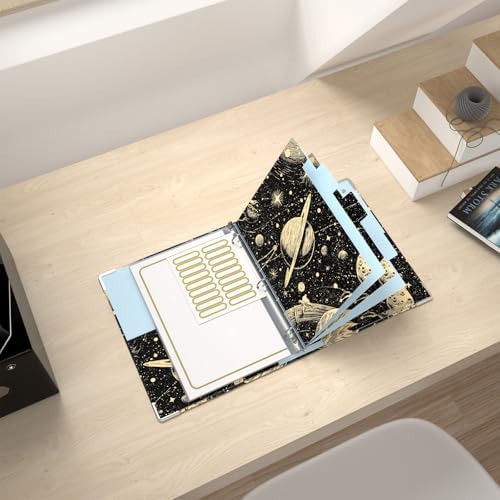 Rouidr Mini 3 Ring Binder with clipboard, 1 inch Round Binder Organizer, 8.5"x5.5" Cute Binder with 5 Dividers Tabs & Clear Sleeves, School Supplies, Office Supplies
