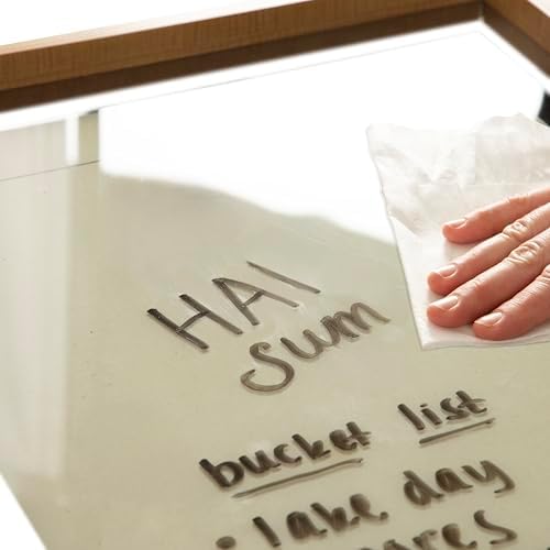 Kate and Laurel Framed Glass Dry Erase Art Vintage Notes Whiteboard for Wall by The Creative Bunch Studio, 18 x 24, Blake Natural Frame, Modern, Dry Erase Art for Wall Decor