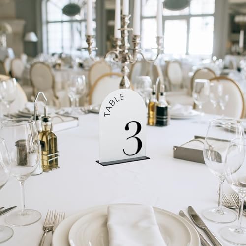 White Arch Wedding Table Numbers 1-10 with Stands