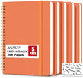 5 Pack Hardcover Spiral Notebooks, 8.3" x 6.3" Lined Journal Set, 100 GSM Bleed-Resistant Paper, 200 Pages Twin-Wire Bound Notebook with Elastic Band & Category Stickers for Office, School