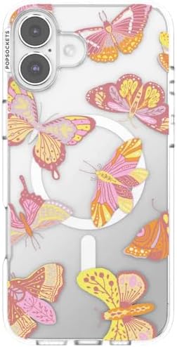 PopSockets iPhone 16 Plus Phone Case with MagSafe- Sunset Mariposa | Magnetic, Wireless Charging, Camera & Drop Protection, Butterfly, Moth, Luna, Western, Boho, Aesthetic