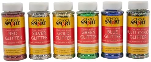 School Smart Craft Glitter, 4 Ounces, Assorted Colors, Set of 6
