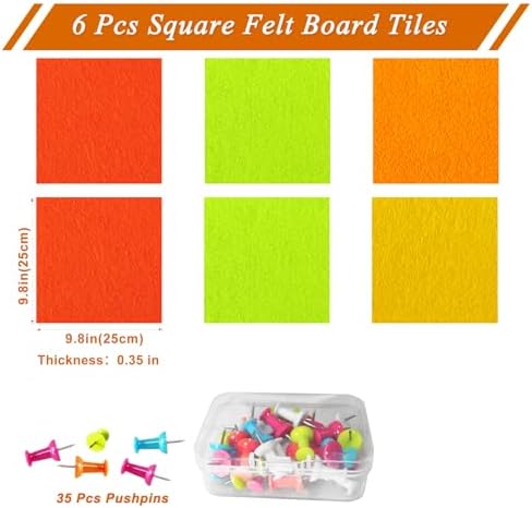 Square Felt Cork Bulletin Board Tiles, Self Adhesive DIY Felt Pin Board for Wall 30" x 20" with 35 Pushpins for Office School Home Wall Decor Stickers Memos Photos Display (Gradual Orange)