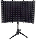 Pyle Sound Isolation Recording Booth Shield - 2" Thick Foldable Studio Microphone Dampening Filter Foam Cube, Audio Acoustic Noise Isolator Platform Pads w/ Wedgie Padding, Tripod Base Stand