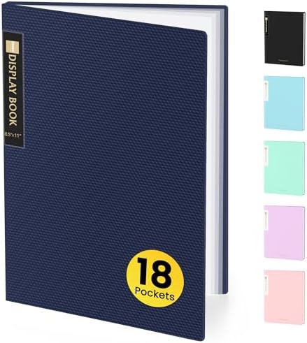 Sooez Binder with Plastic Sleeves 18-Pocket, Displays 36 Pages, 8.5"x11"