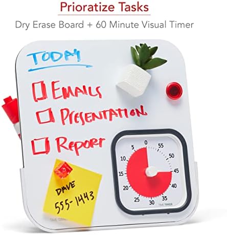 TIME TIMER MOD with Dry Erase Board — 60-Minute Visual Countdown Timer with Magnetic Whiteboard — for Notes, Chores, Classroom and Office Reminders, Visual Schedules, for Kids and Adults (Charcoal)