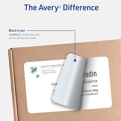 Avery Half-Sheet Printable Shipping Labels, 5.5" x 8.5" Customizable Stickers, White, 50 Blank Mailing Labels, Great for Mailing, Shipping, Organizing, and More (8126)