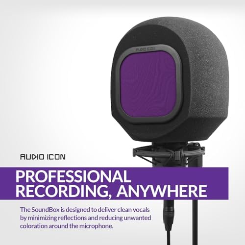 Soundbox Vocal Recording Isolation Booth | Portable Microphone Shield, Pop Filter for Studio-Quality Sound | Singing, Podcasting, Acoustic High-Density Foam Ball, Mic Soundproof Box (Twilight Purple)