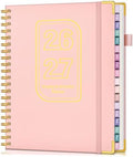 Academic Planner 2026-2027, 18 Months Weekly and Monthly Hardcover Planner, July 2026 - December 2027, 8.5" x 11" A4 Large Daily Calendar Planner Book with Tabs, Spiral College School Agenda Organizer for Student Teacher, Pink