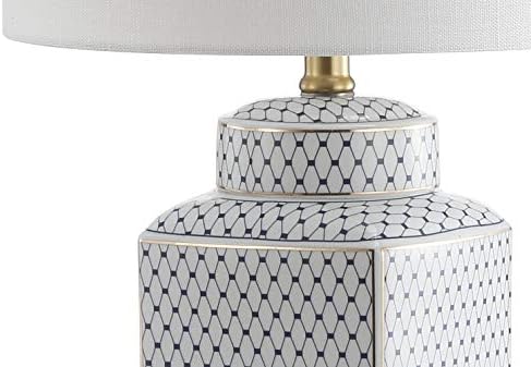 JONATHAN Y Cleo 21.5" Ceramic Metal Ginger Jar Table Lamp, White/Navy