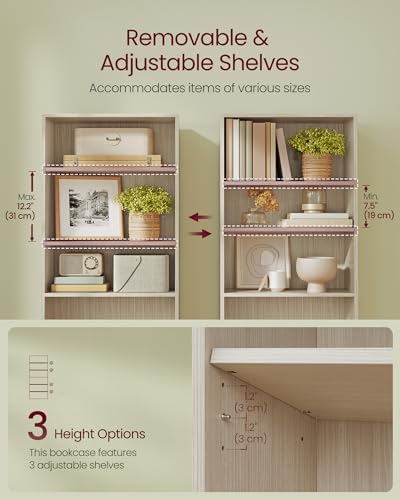 VASAGLE 5-Tier Bookshelf, Storage Organizer, 23.6 x 9.4 x 52.8 Inches