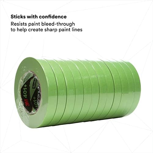 3M High Performance Green Masking Tape 401+, 18 mm x 55 m, 48 Rolls/Case