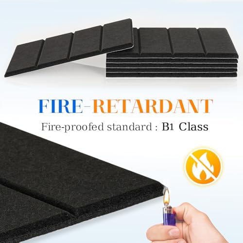 DOLLAR BOSS Felt Cork Board Tiles 6Pcs 12"x12" Bulletin Board, Black Stripe