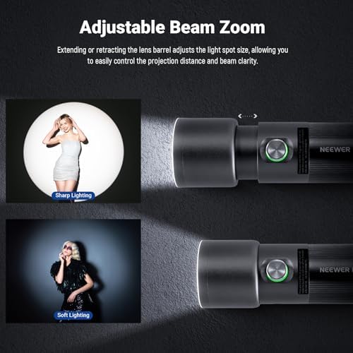 NEEWER Basics RGB Photography Flashlight,4 Colors/20 GOBO Filters/CRI95+/7500mAh,10W 6300K Portable LED Video Spotlight Patterned Ambient Aluminum Sunset Light for Recording Studio Lighting, USB, FL10