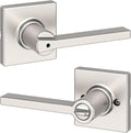 Kwikset Casey Door Handle, Satin Nickel | Interior Privacy Lock | For Bathroom and Bedroom | Reversible | Pack of 6