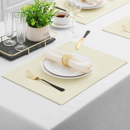 Homaxy Cloths Placemats for Dining Table Set of 6, 13" x 19", Cream