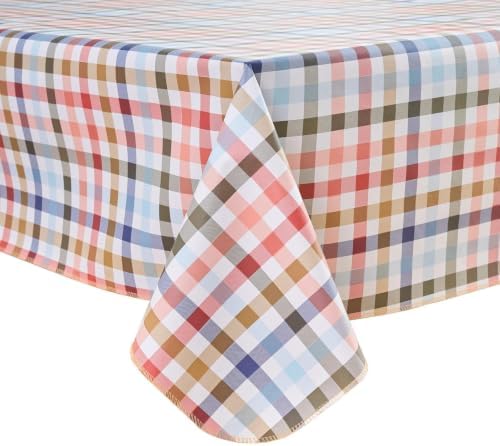 LIBERECOO Heavy Duty Vinyl Tablecloth with Flannel Backing Waterproof Oil-Proof Plastic Table Cloth Stain-Resistant Wipeable Rectangle or Square Table Cover for Indoor and Outdoor 60 x 84 Inch